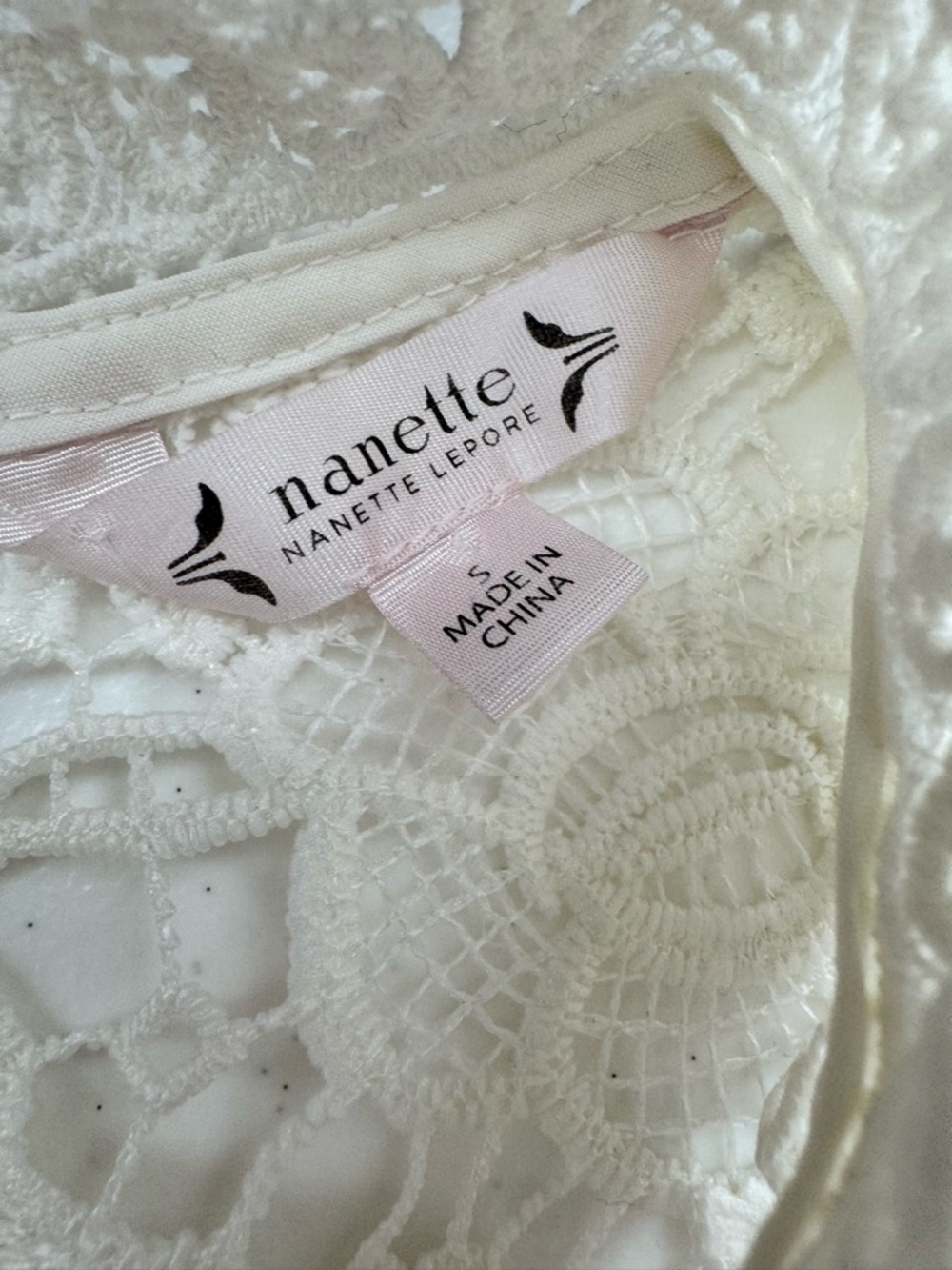Nanette Lepore Lace Blouse Women S Ivory Floral Crochet Sleeveless Mock Neck - Picture 6 of 7